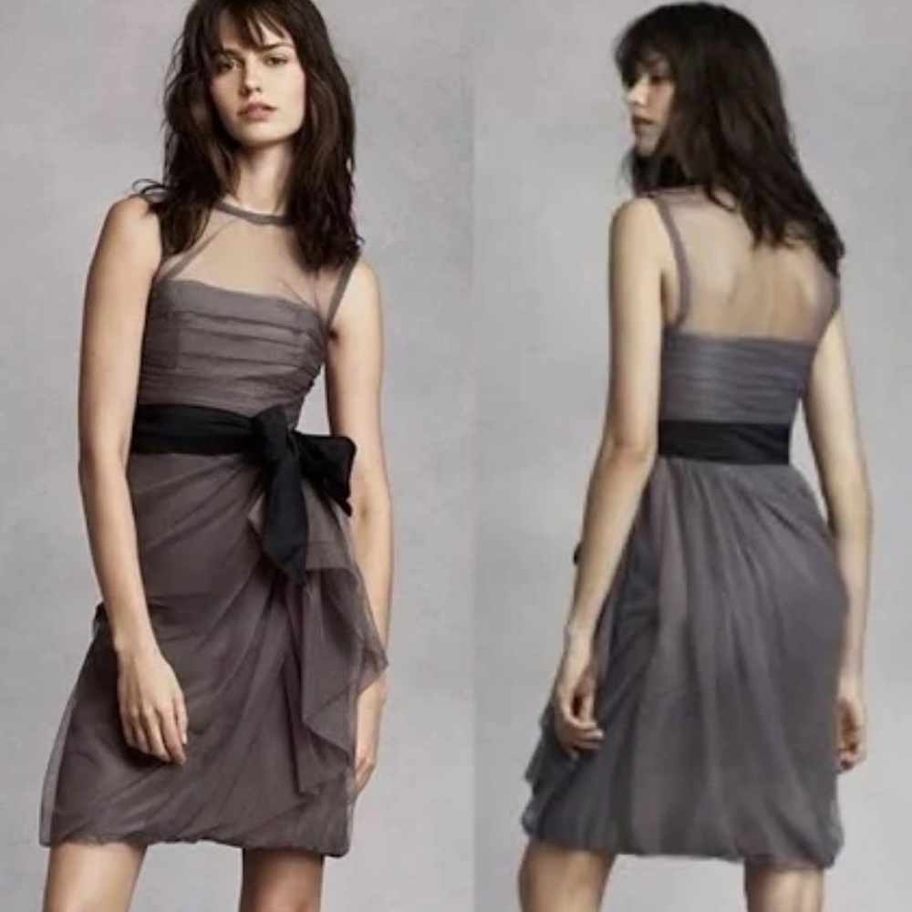 ❤️ Smokey Grey Vera Wang Cocktail Dress - Picture 1 of 8